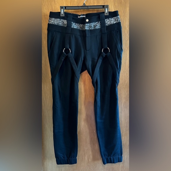 Nicopanda black jogger with see through and harness detail, size L - Picture 2 of 6
